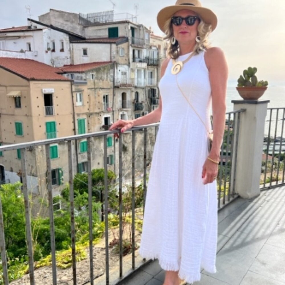 Sleeveless White Double Gauze Dress